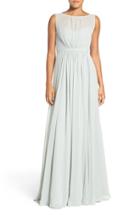 Women's Jenny Yoo 'vivienne' Pleated Chiffon Gown - Green