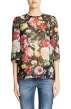 Women's Dolce & Gabbana Sheer Floral Print Cady Top Us / 50 It - Black