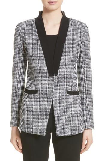 Women's St. John Collection Mini Houndstooth Plaid Jacket - Grey