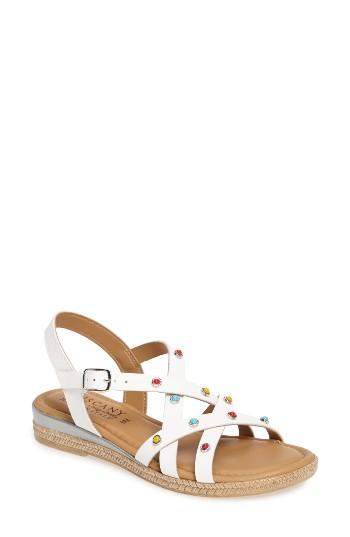 Women's Tuscany By Easy Street Renata Studded Strappy Sandal M - White