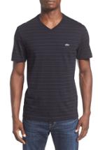 Men's Lacoste Stripe V-neck T-shirt (s) - Black