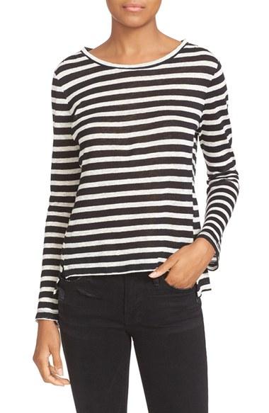 Women's Frame Long Sleeve Linen Tee - Black
