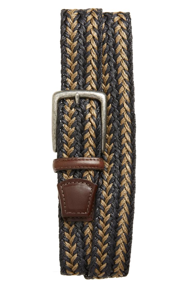Men's Torino Woven Linen Belt - Navy/ Taupe