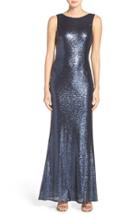 Women's Lulus Sleeveless Sequin Drape Back Gown