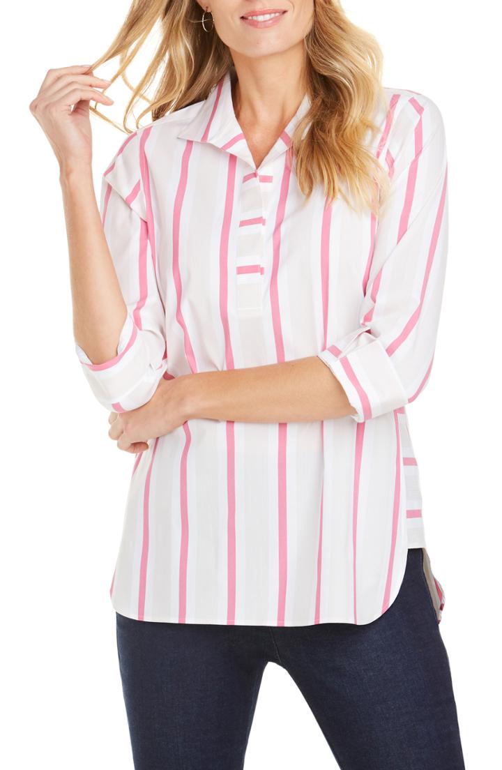 Women's Foxcroft Dora Variegated Stripe Shirt - White