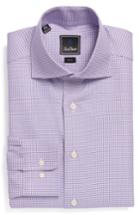 Men's David Donahue Trim Fit Check Dress Shirt .5 - 34/35 - Purple