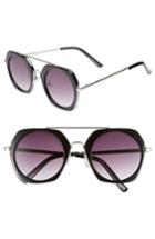 Women's Glance Eyewear 50mm Geometric Aviator Sunglasses - Black