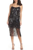 Women's Dress The Population Roxy Fringe Shift Dress - Metallic