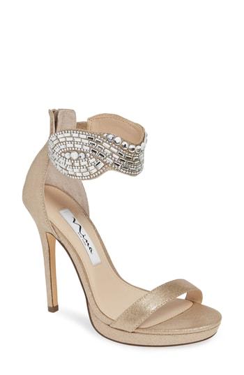Women's Nina Fayth Jeweled Ankle Cuff Sandal M - Brown