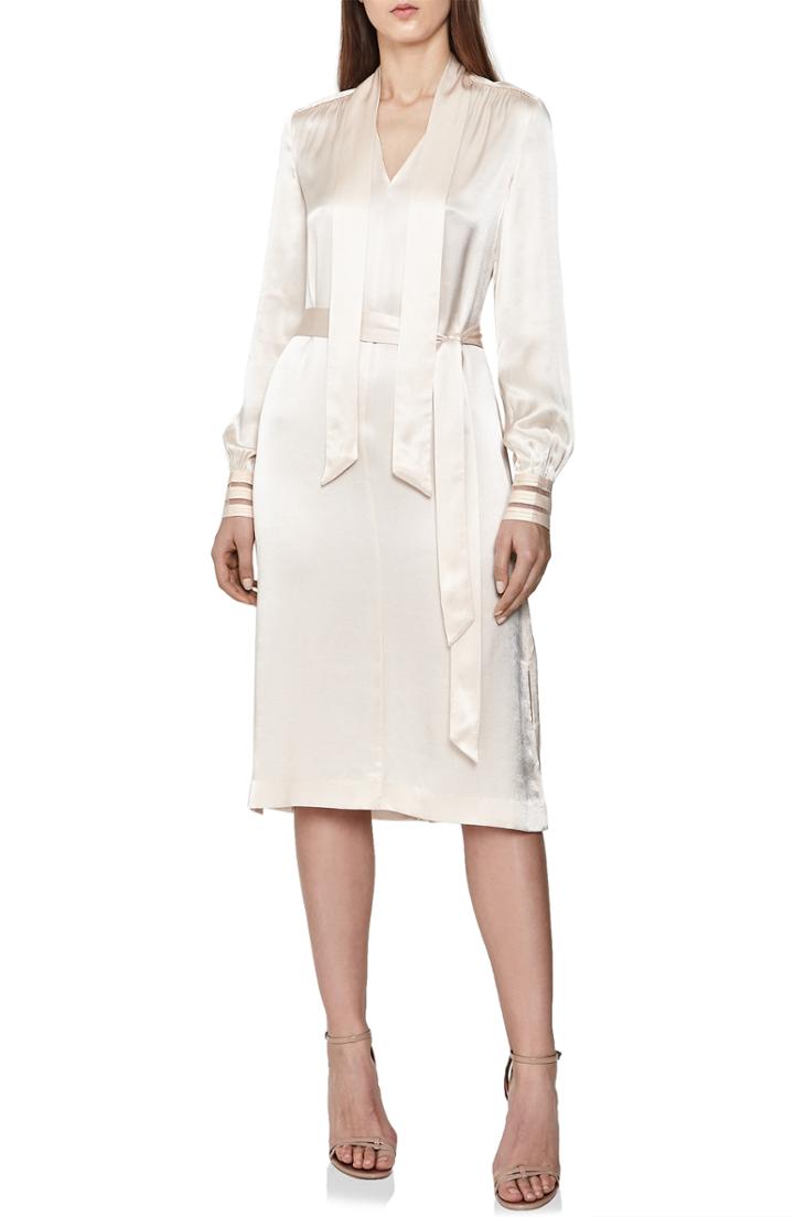 Women's Reiss Ray Satin Shirtdress Us / 4 Uk - Pink