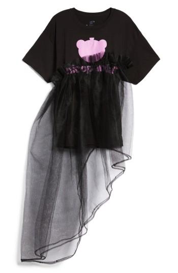 Women's Nicopanda Oversize Trademark Tee Dress With Tulle Skirt, Size - Black