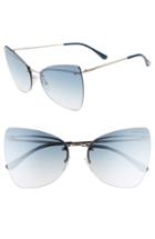 Women's Tom Ford Presley 61mm Butterfly Sunglasses - Rose Gld/ Blue/turq Sand Silv
