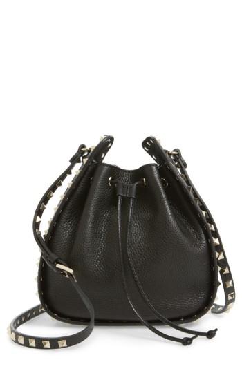 Valentino Garavani Rockstud Leather Bucket Bag - Black