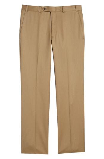Men's John W. Nordstrom Torino Flat Front Wool Gabardine Trousers - Brown