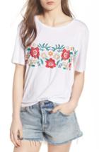 Women's Bp. Floral Embroidered Tee, Size - White