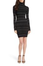 Women's Milly Metallic Stripe Fitted Dress - Black