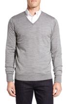 Men's John Smedley 'bobby' Easy Fit V Neck Wool Sweater - Metallic
