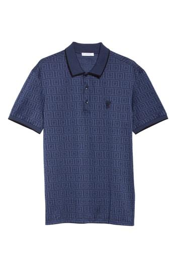 Men's Versace Collection Greek Key Polo - Blue