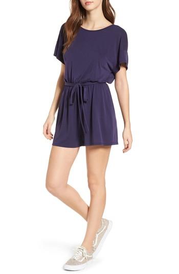 Women's Row A Tie Waist Romper - Blue