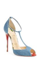 Women's Christian Louboutin 'senora' T-strap Sandal .5us / 37.5eu - Blue