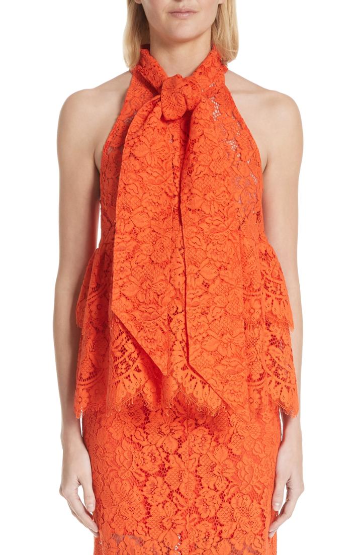 Women's Ganni Jerome Lace Top Us / 36 Eu - Red