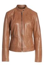 Petite Women's Bernardo Leather Moto Jacket P - Brown