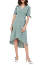 Women's Topshop Dusty Emma Tie Sleeve Wrap Dress Us (fits Like 0) - Green