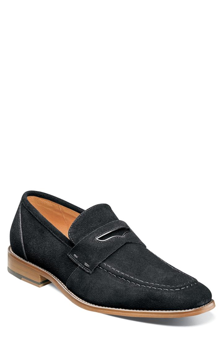 Men's Stacy Adams Colfax Apron Toe Penny Loafer .5 M - Black