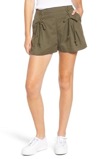 Women's 1.state Lace-up Detail Flat Front Shorts - Green