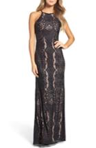 Women's Morgan & Co. Lace Halter Gown - Black