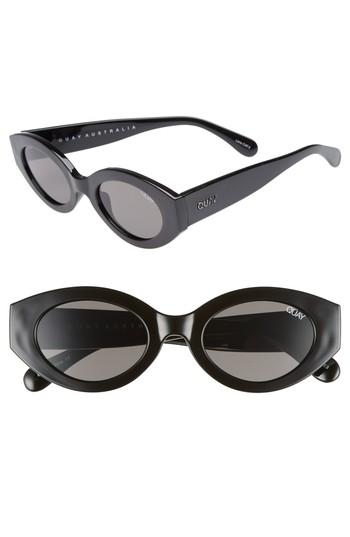 Women's Quay Australia See Me Smile 50mm Cat Eye Sunglasses - Black/ Smoke