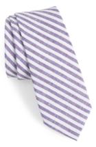 Men's Nordstrom Men's Shop Telary Stripe Cotton Skinny Tie, Size - Purple