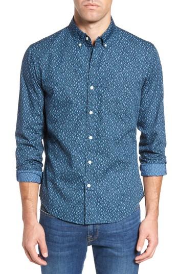 Men's Bonobos Slim Fit Washed Penguin Print Sport Shirt - Blue