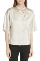 Women's Ganni Calla Stretch Silk Tie Neck Blouse