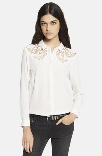 The Kooples Embroidered Yoke Silk Blouse
