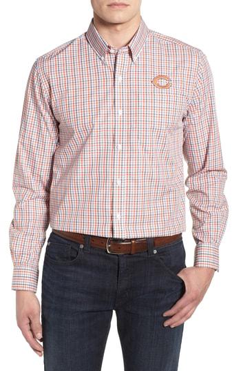 Men's Cutter & Buck Chicago Bears - Gilman Regular Fit Plaid Sport Shirt - Orange