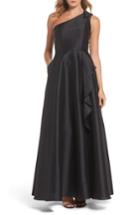Women's Adrianna Papell Embellished One-shoulder Drape Faille Gown
