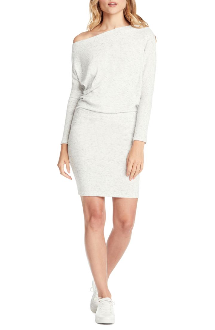 Women's Michael Stars Madison One-shoulder Ribbed Sweater Dress - Grey