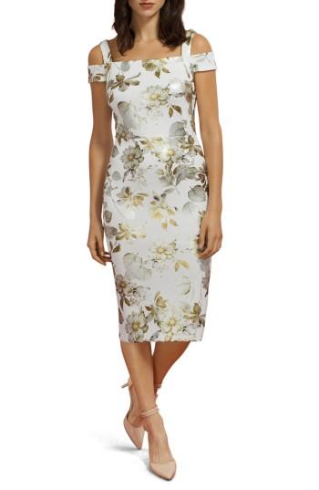 Women's Eci Cold Shoulder Sheath Dress - Ivory