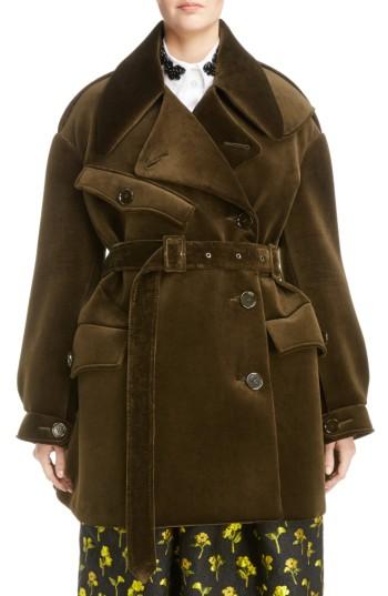 Women's Simone Rocha Belted Velvet Biker Jacket Us / 4 Uk - Green