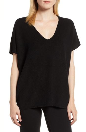 Women's Anne Klein Relaxed Fit Short Sleeve Sweater - Black