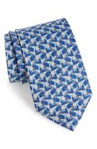 Men's Salvatore Ferragamo Fumbo Print Silk Tie, Size - Blue