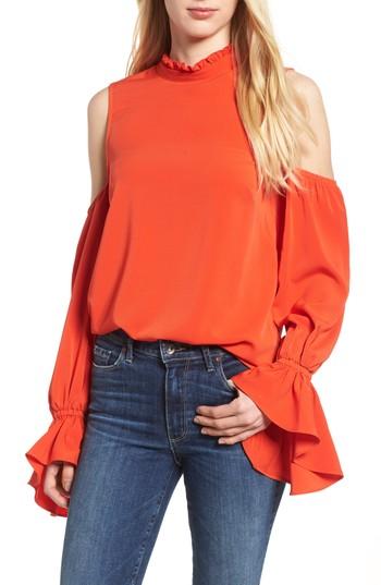 Women's Bishop + Young Cold Shoulder Blouse - Red