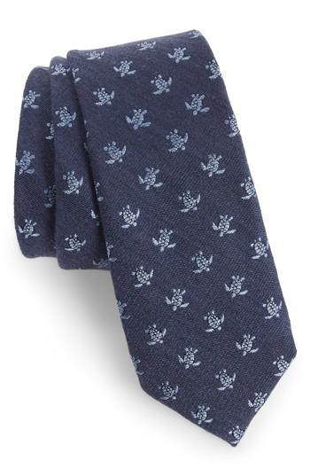 Men's Nordstrom Men's Shop Turtle Time Silk & Wool Skinny Tie, Size - Blue