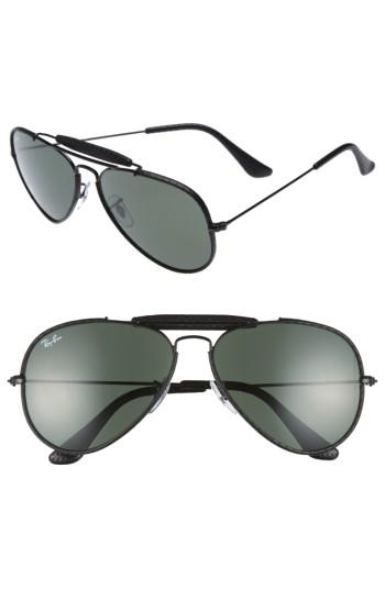 Women's Ray-ban Outdoorsman 58mm Aviator Sunglasses - Black/ Green