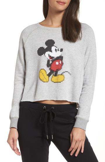 Women's David Lerner Disney Mickey Pixel Sweatshirt - Grey