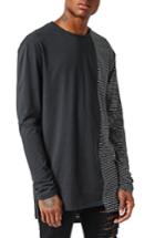 Men's Topman Aaa Collection Spliced Longline T-shirt - Black