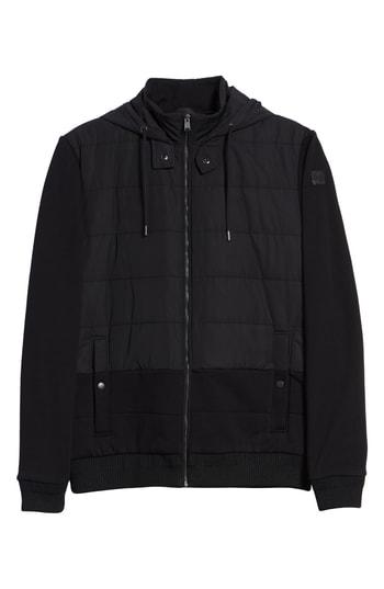 Men's Boss Skiles Quilted Zip Hoodie, Size - Black