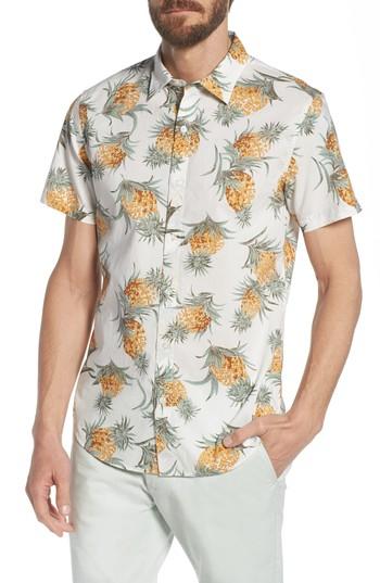 Men's Bonobos Slim Fit Print Sport Shirt R - White