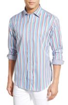 Men's Bugatchi Classic Fit Vertical Stripe Sport Shirt - Blue